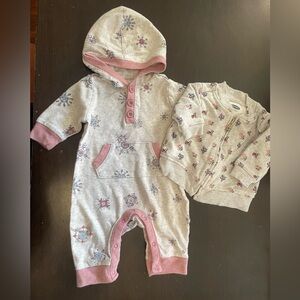 Old Navy Baby Bundle- Pink and Gray Jacket and Hooded Romper